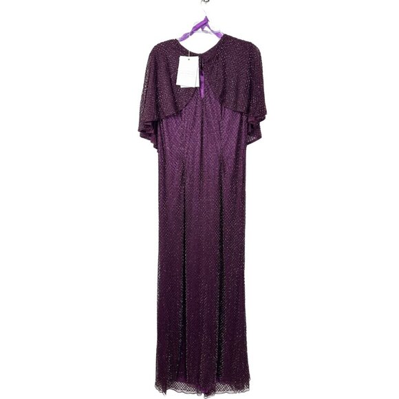 NWT Mac Duggal Sequin Cape Sleeve Gown Amethyst 20W - Picture 3 of 8